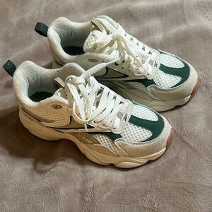 Women's Cream and Green  Reeboks Sneakers
